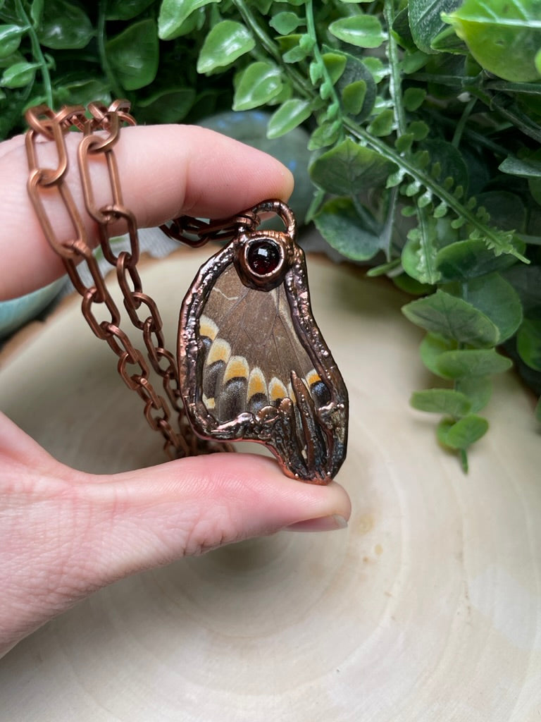 Butterfly Wing and Garnet Necklace