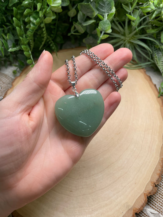 Green Aventurine Chunky Heart Necklace