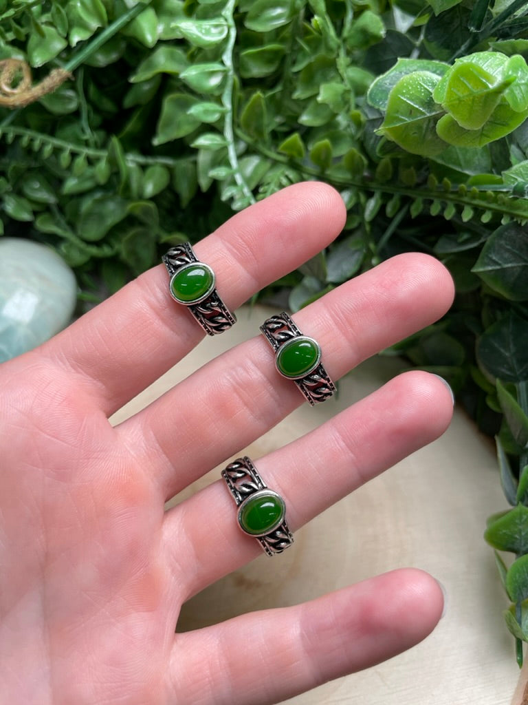 Green Agate Adjustable Ring