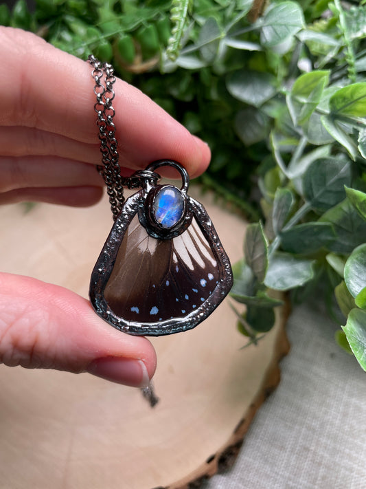 Moonstone Butterfly Wing Necklace