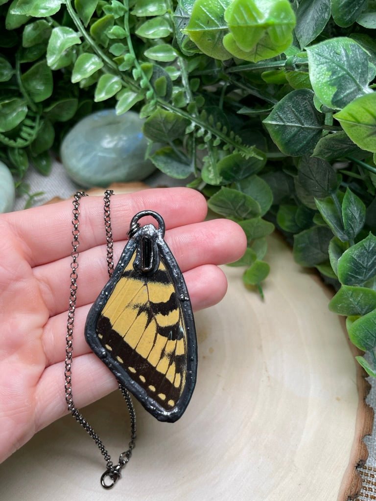 Butterfly Wing and Black Tourmaline Necklace