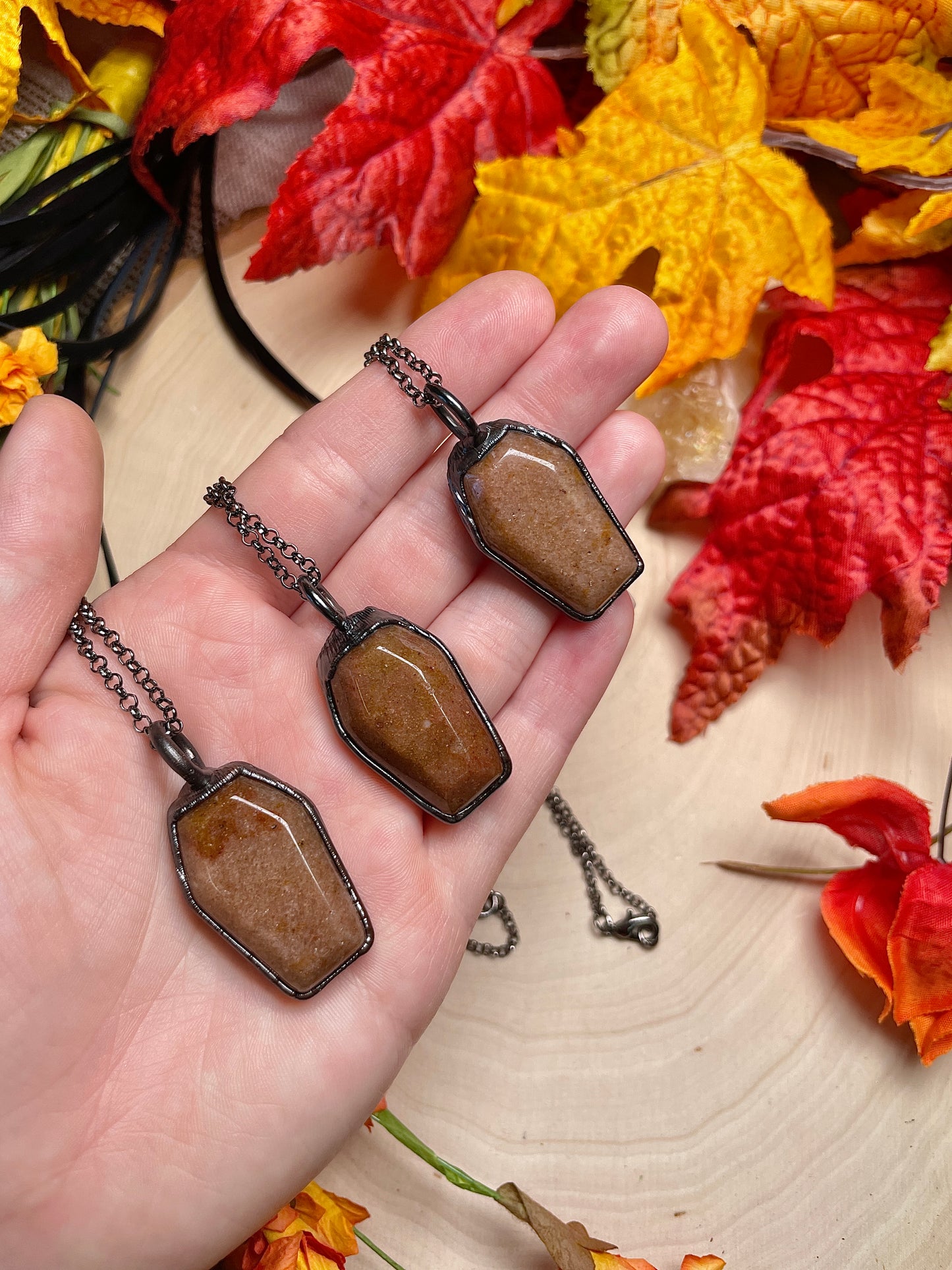 Strawberry Quartz Coffin Necklace