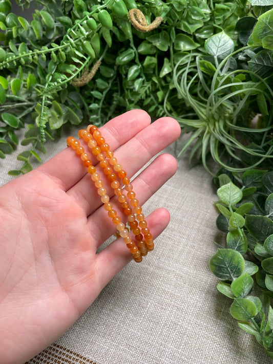 Orange Aventurine 4mm Beaded Bracelet