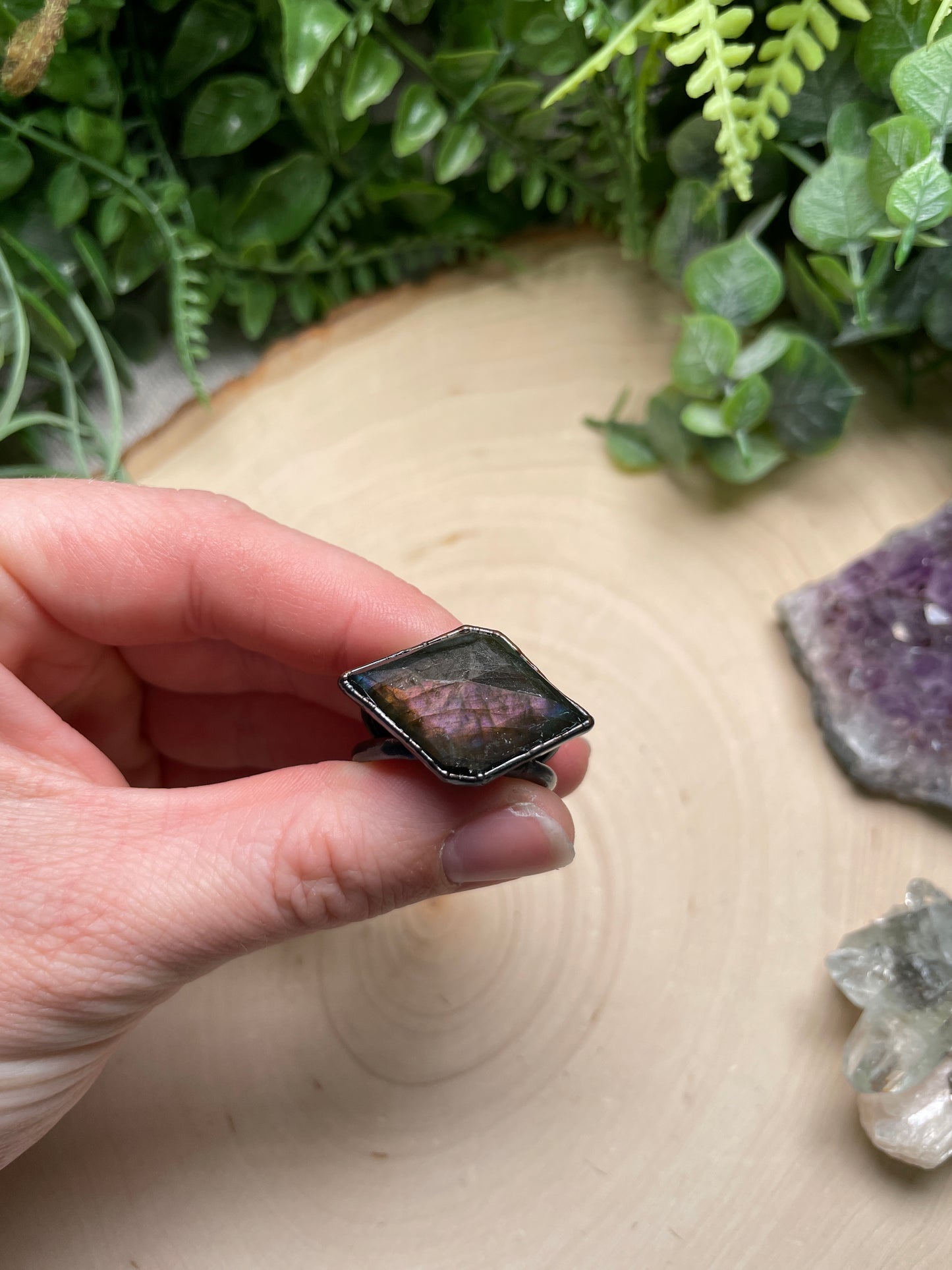 Purple Labradorite Ring Size 10