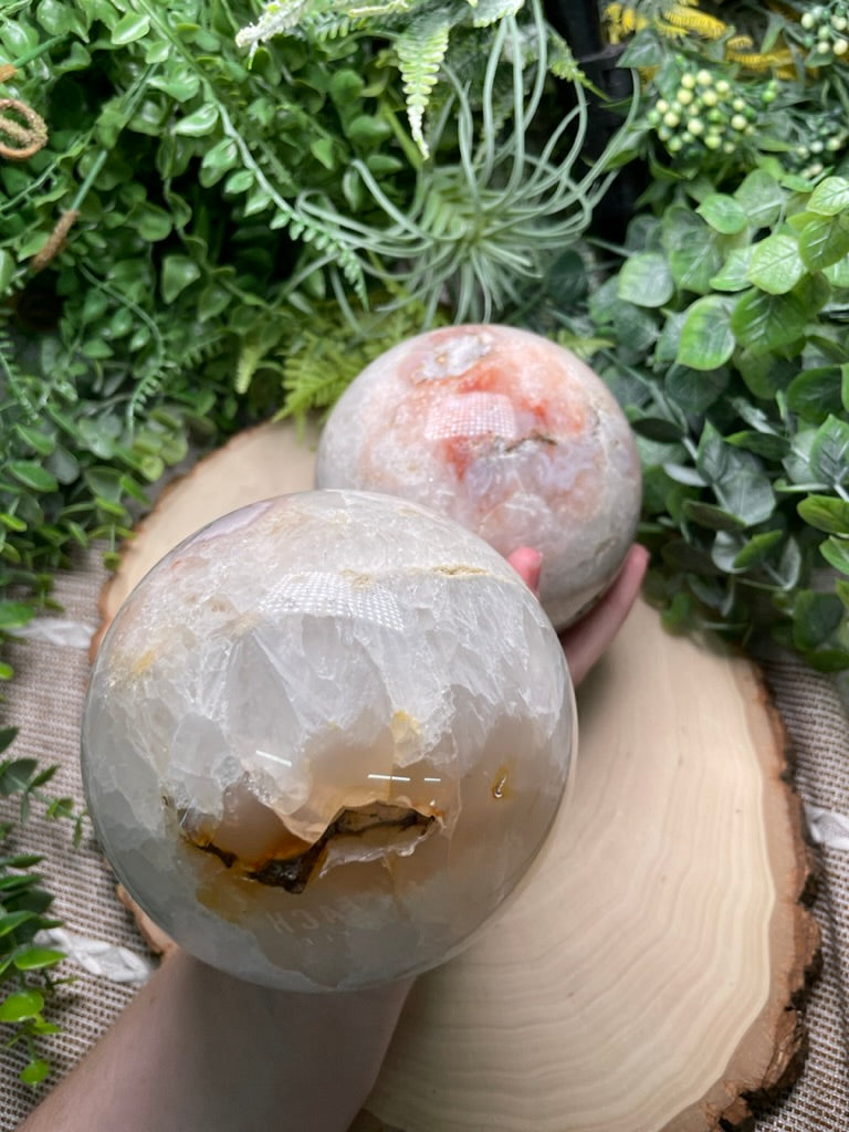 Quartz and Flower Agate Sphere