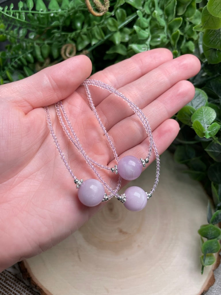 Kunzite and Clear Quartz Choker Necklace