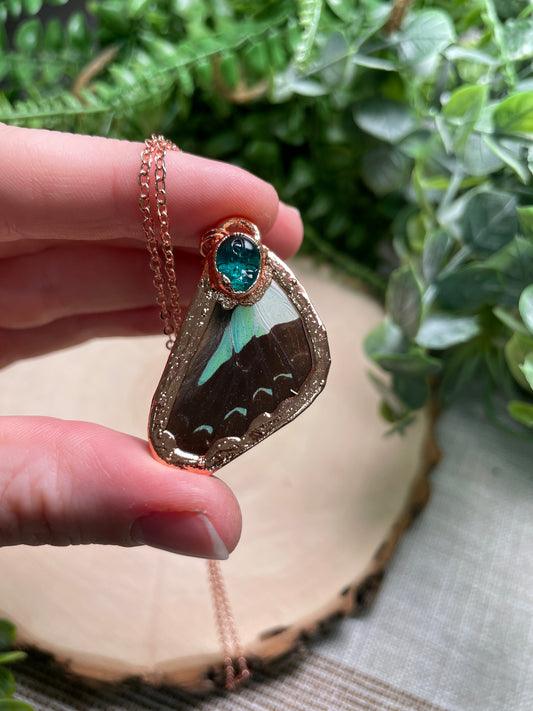 Resin Goddess Face Butterfly Wing Necklace