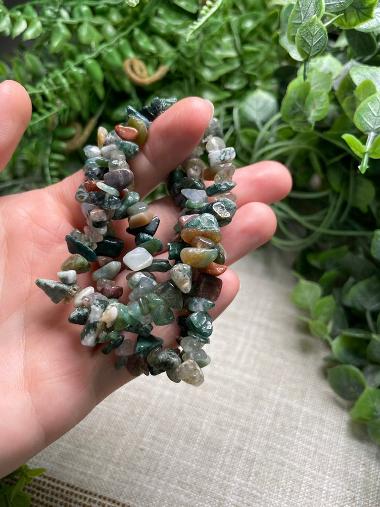 Moss Agate Chip Bracelet