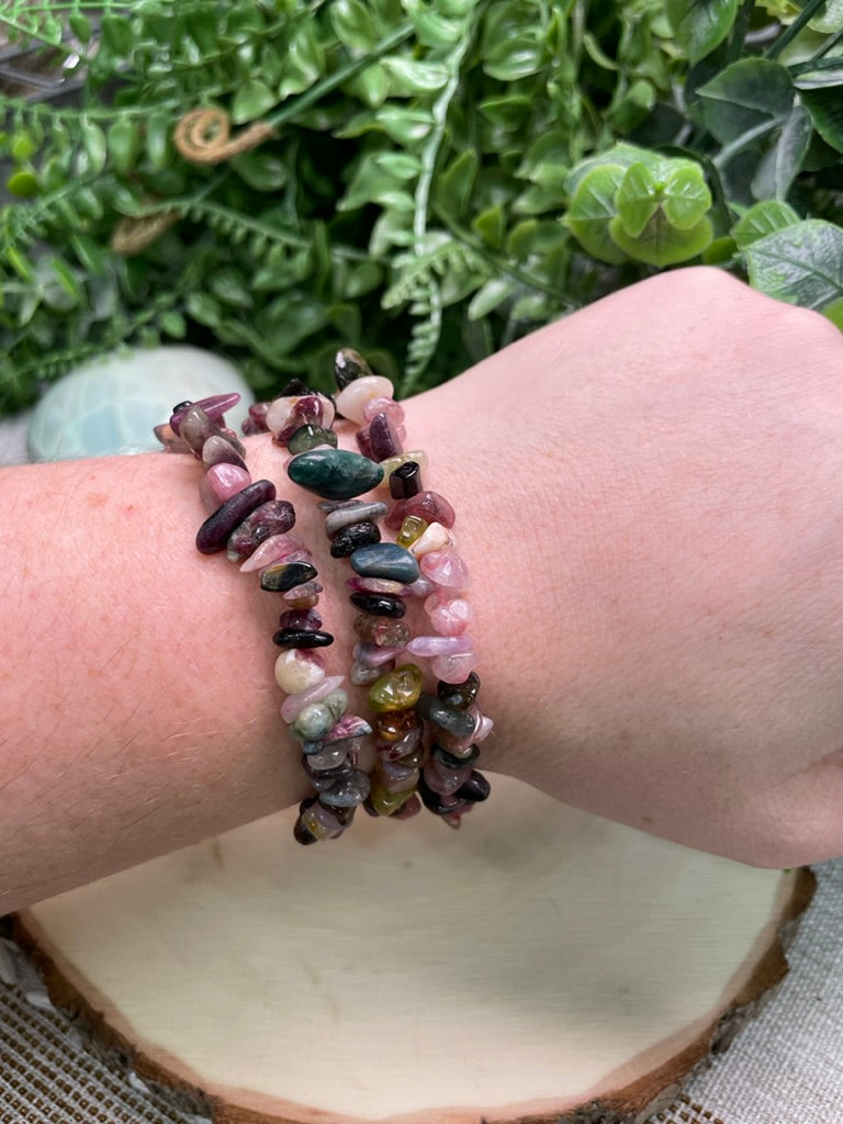 Watermelon Tourmaline Chip Bracelet