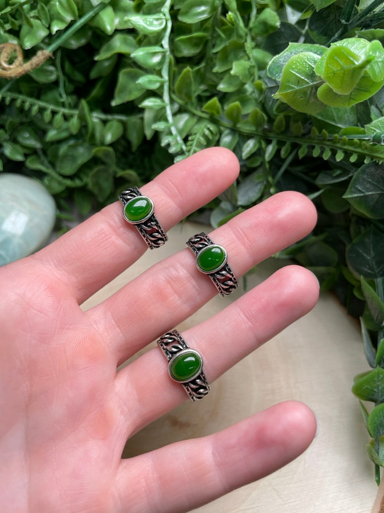 Green Agate Adjustable Ring