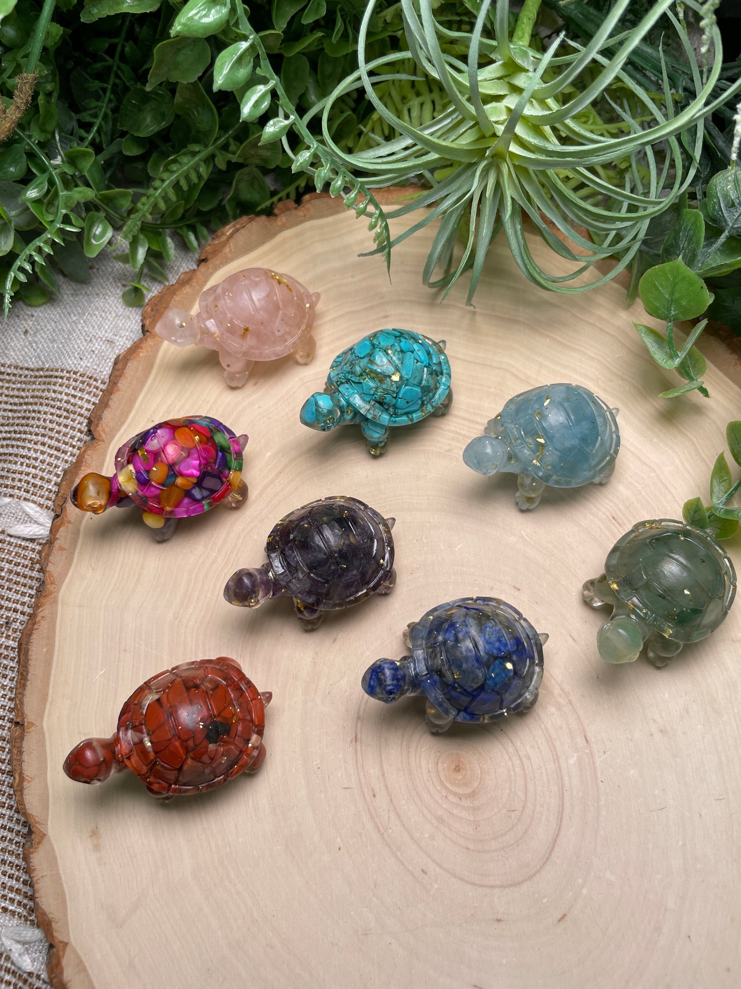 Resin Turtles with Crystal Chips