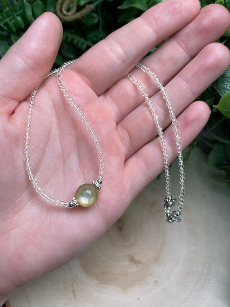 Clear Quartz and Golden Mica Choker Necklace