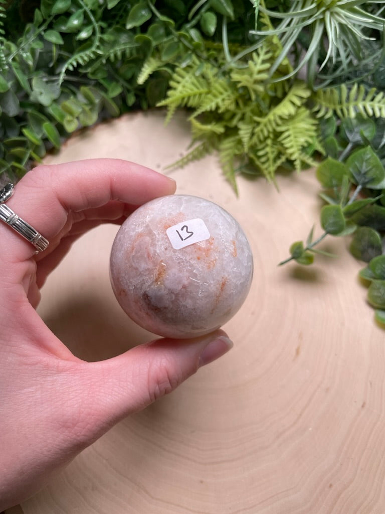 Quartz Mixture Sphere with Agate and/ or Flower Agate Inclusions