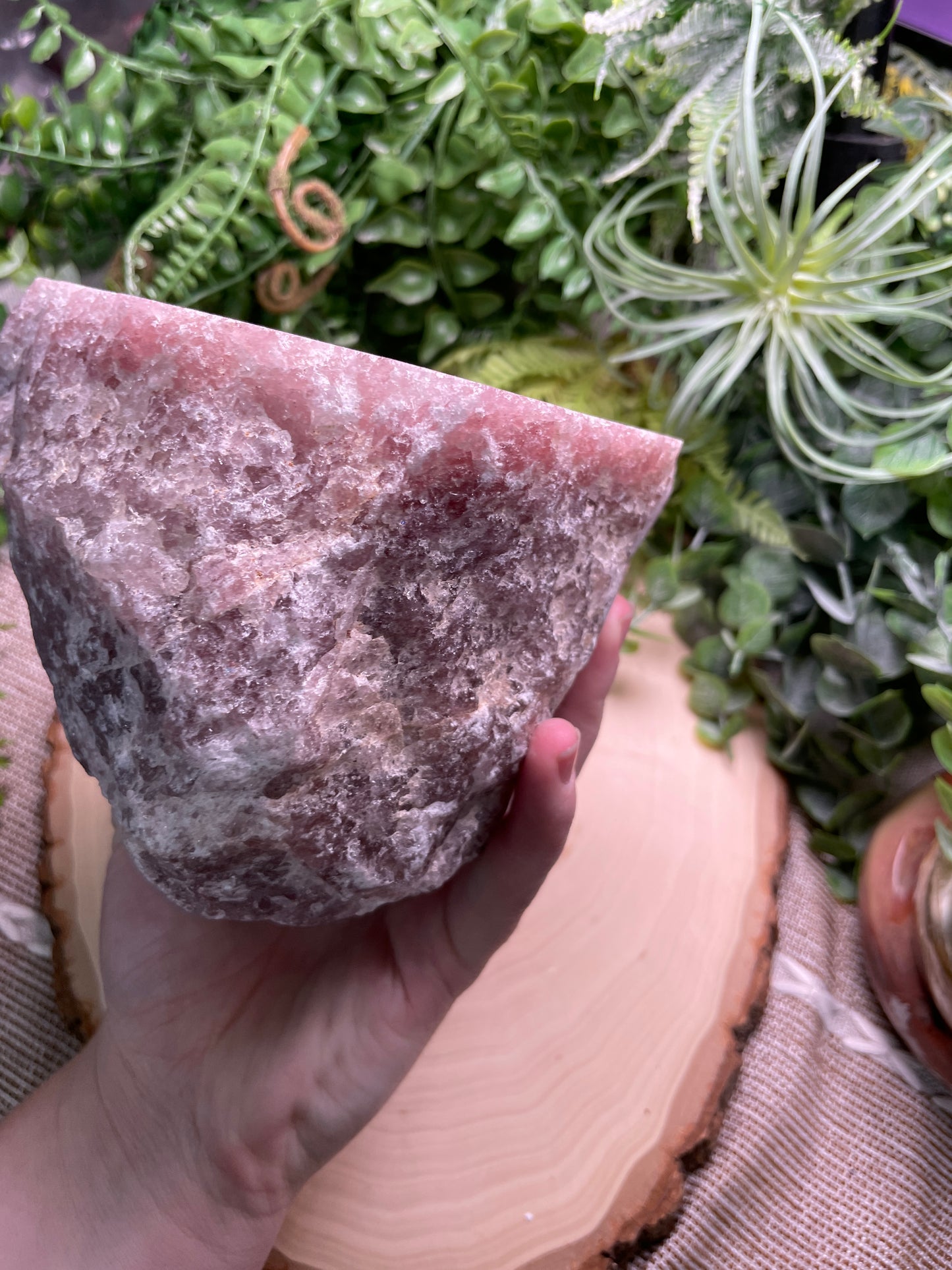 XL Chunky Rose Quartz Bowl/ Plant Holder