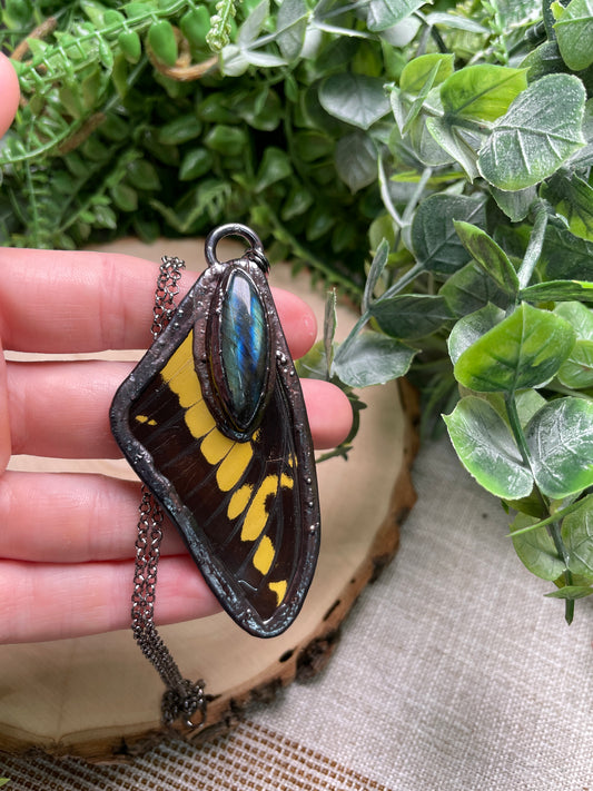 Labradorite Butterfly Wing Necklace