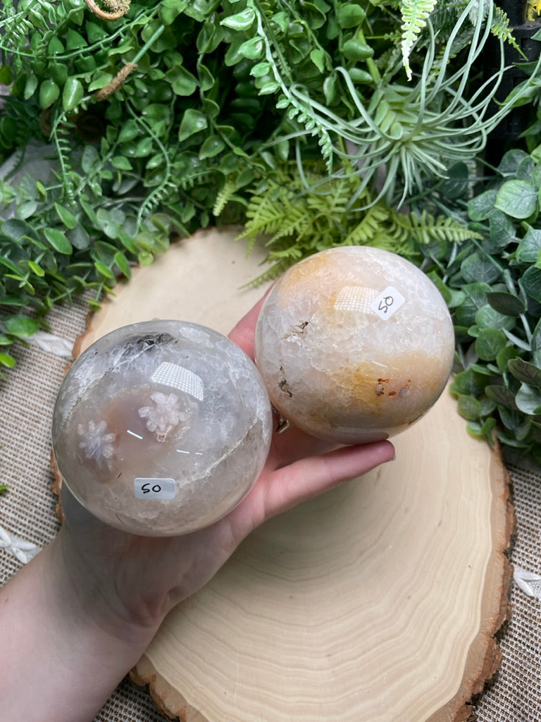 Quartz and Flower Agate Sphere