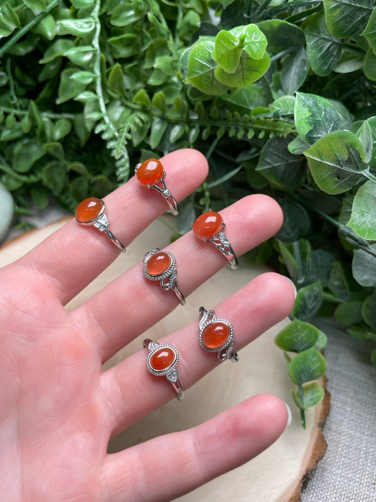 Orange Agate Adjustable Ring