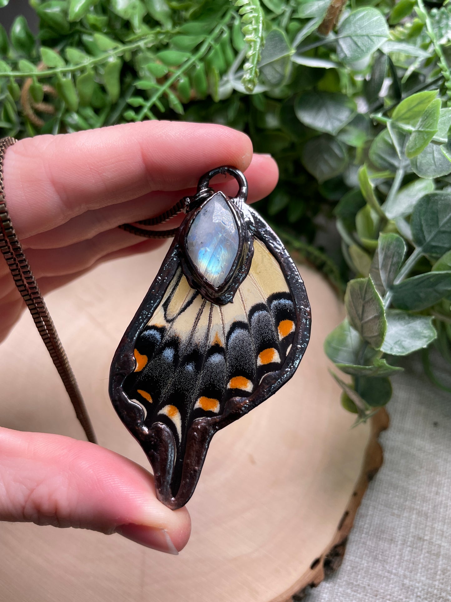 Moonstone Butterfly Wing Necklace