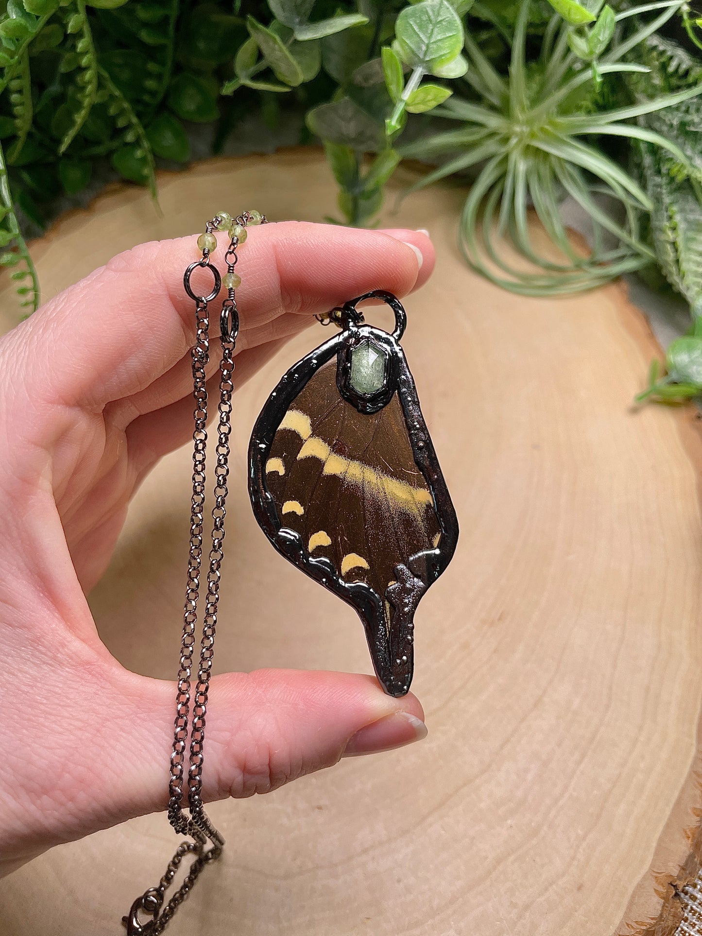 Green Kyanite Butterfly Wing Necklace