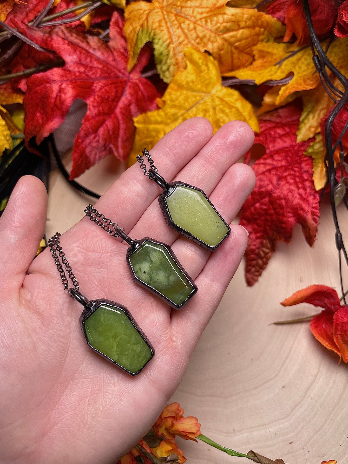 Green Opal Coffin Necklace