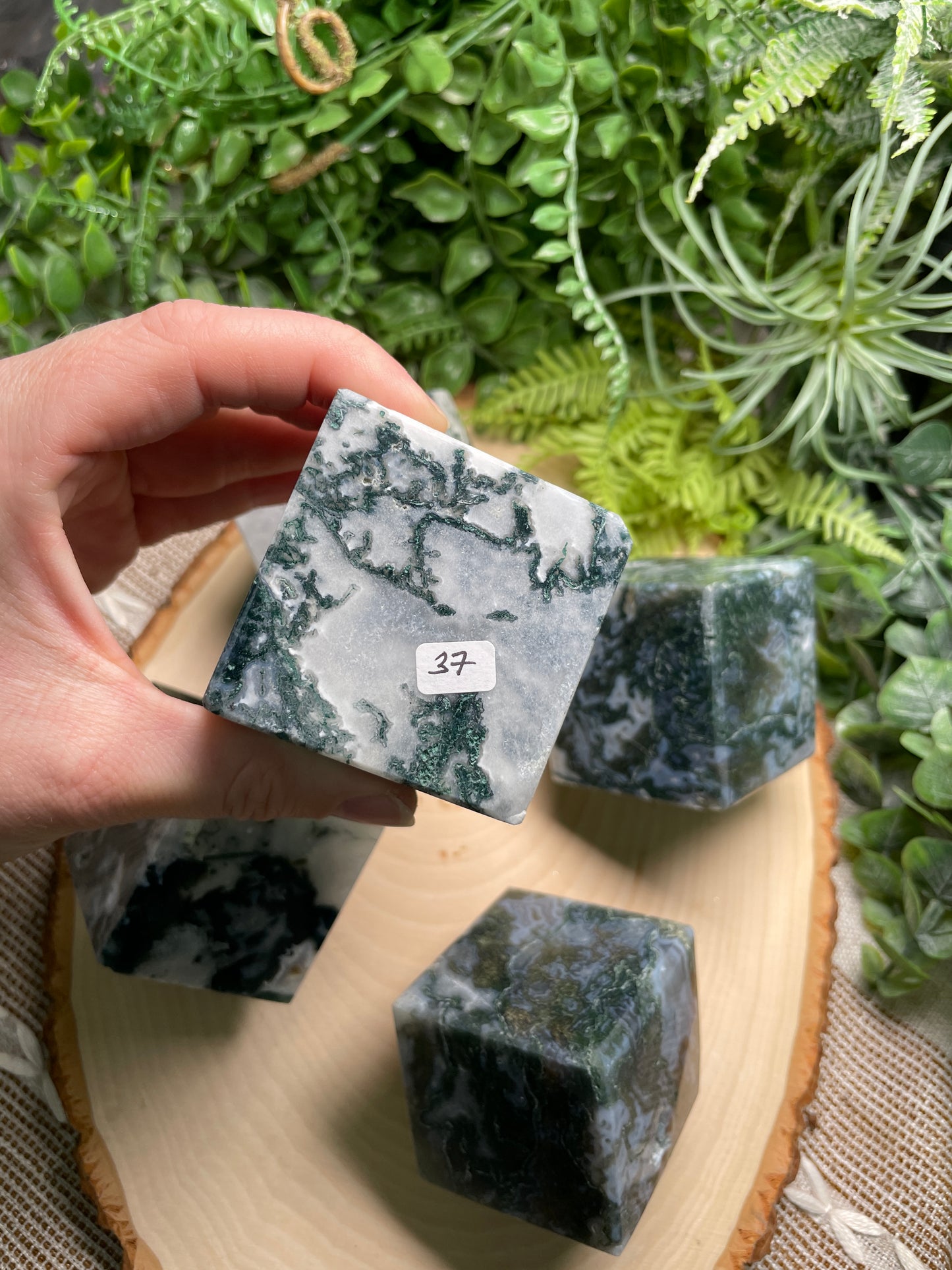 Moss Agate Cube