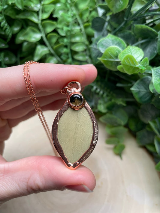 Leaf and Smoky Quartz Necklace