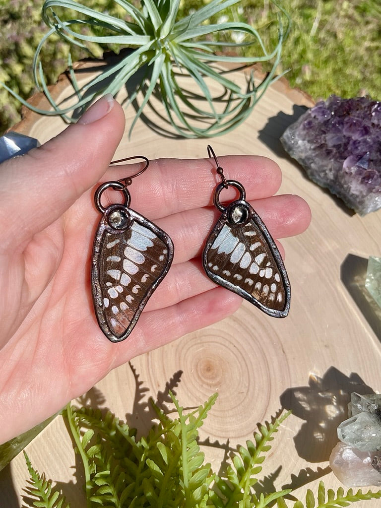 Clarity- Clear Quartz and Real Ethically Sourced Butterfly Wing Earrings