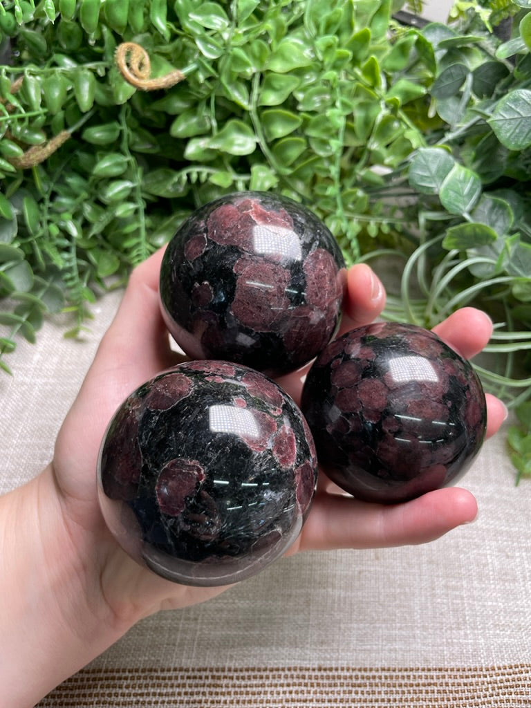 Garnet in Astrophyllite Sphere