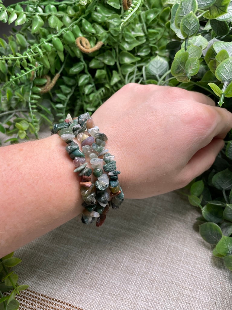 Moss Agate Chip Bracelet