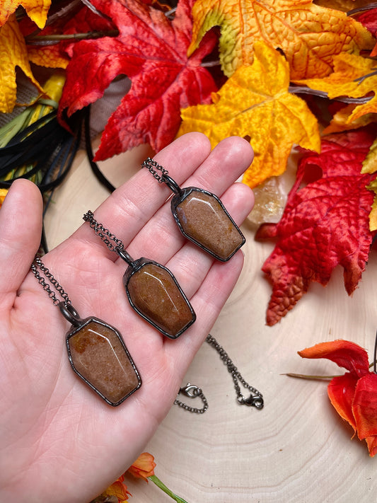 Strawberry Quartz Coffin Necklace