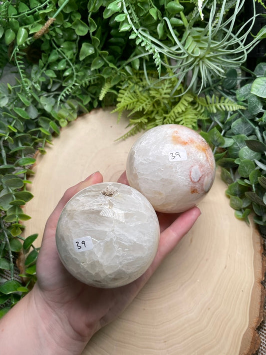 Quartz and Flower Agate Sphere