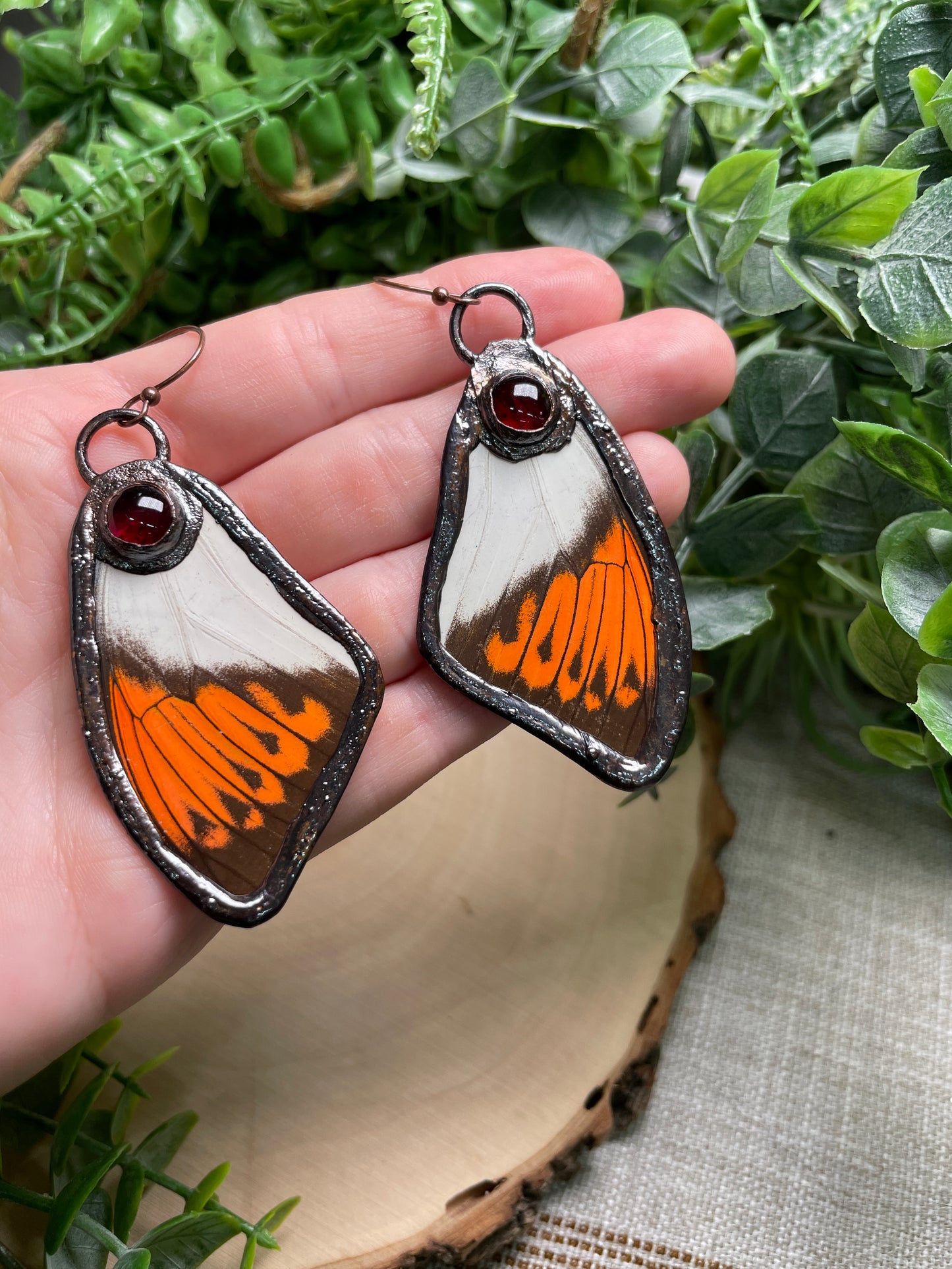 Garnet Butterfly Wing Earrings