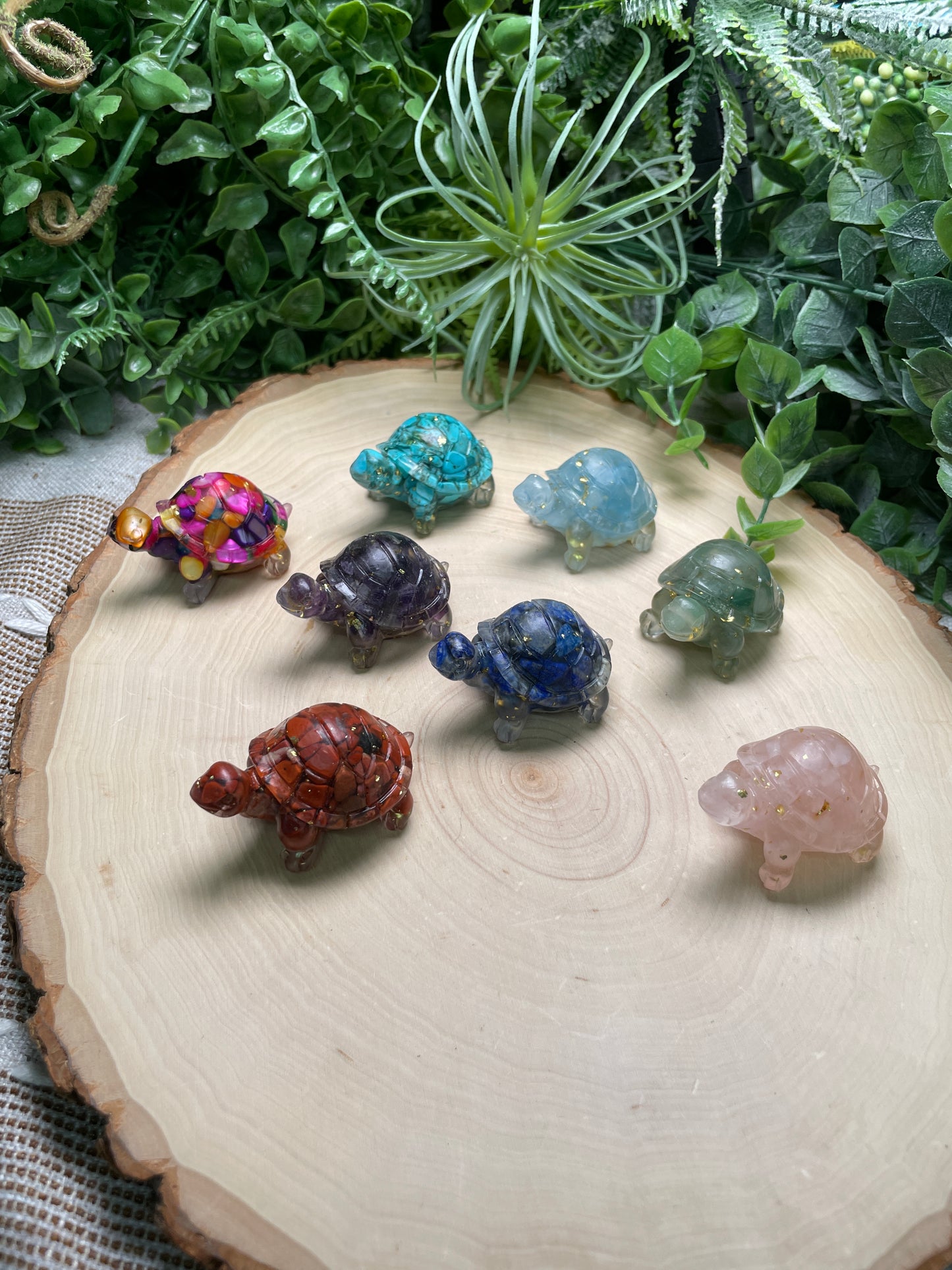 Resin Turtles with Crystal Chips