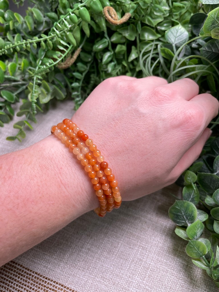 Orange Aventurine 4mm Beaded Bracelet