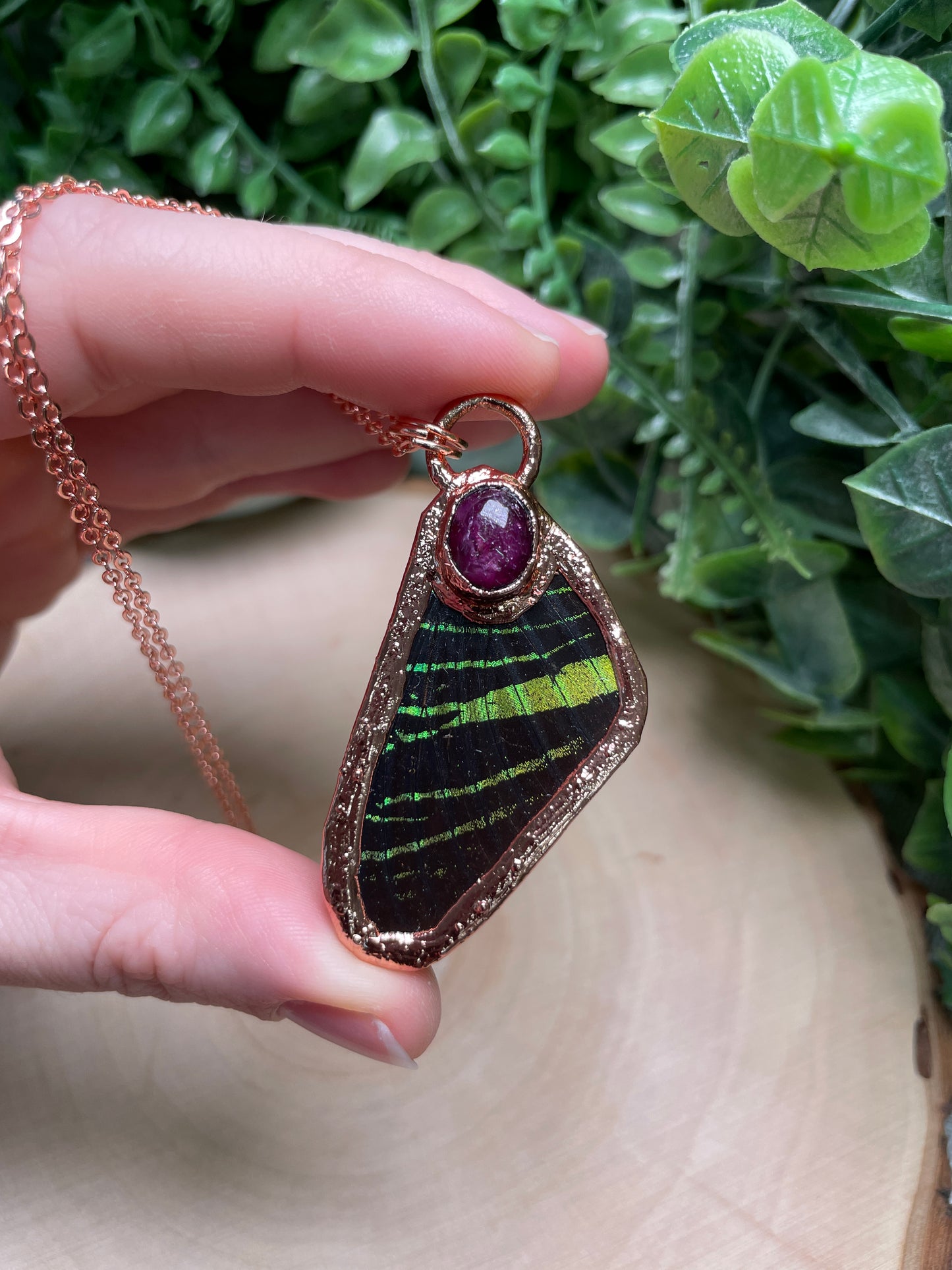 Star Ruby Butterfly Wing Necklace