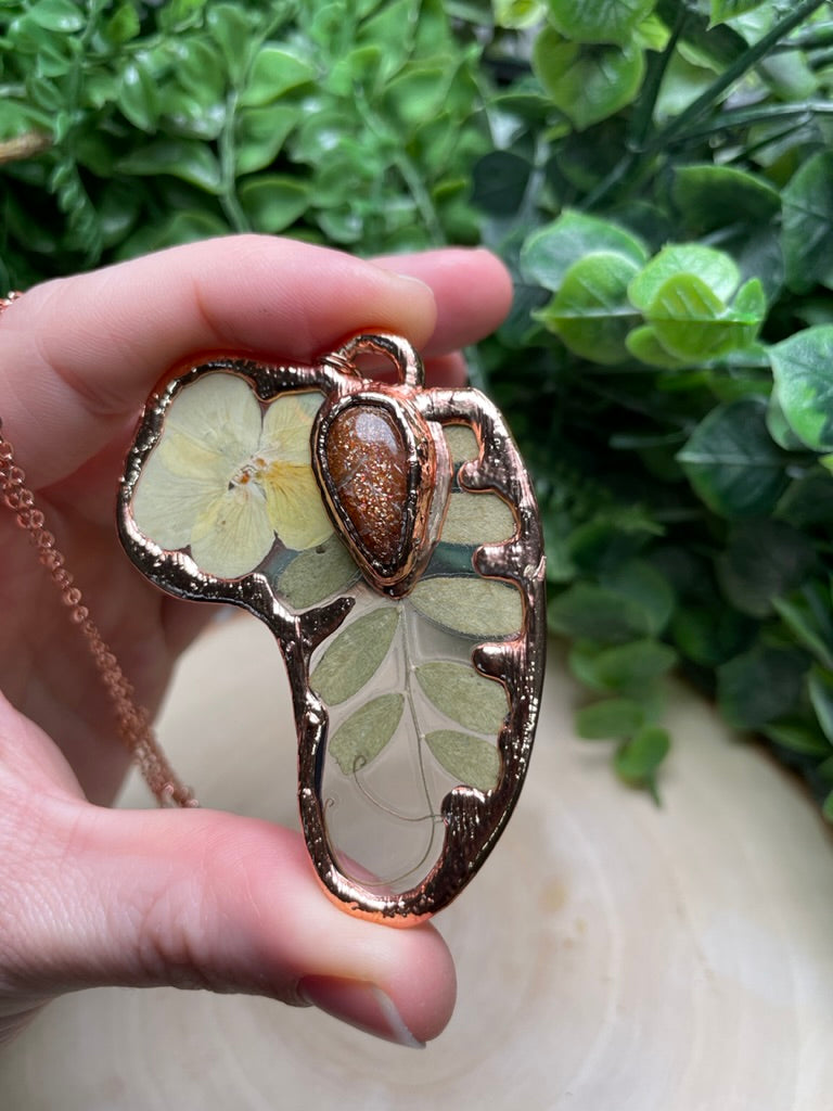 Floral and Sunstone Necklace