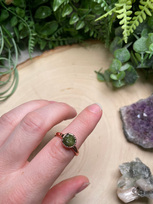 Green Opal Goddess Ring Size 6