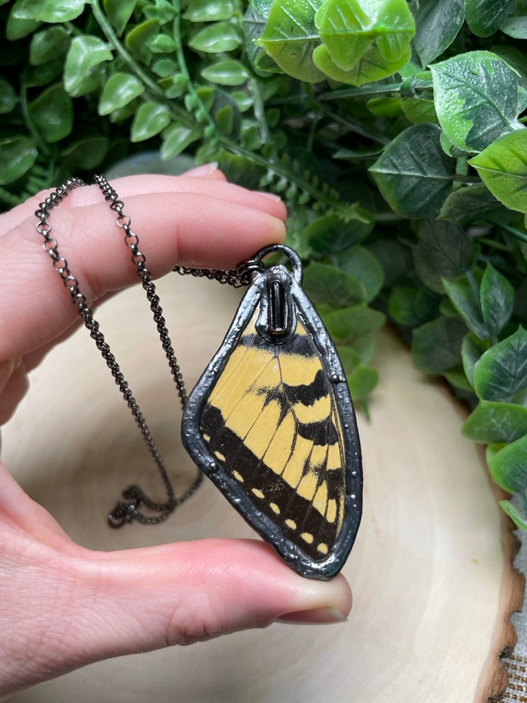 Butterfly Wing and Black Tourmaline Necklace