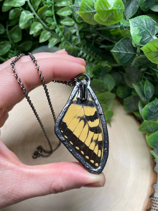 Butterfly Wing and Black Tourmaline Necklace