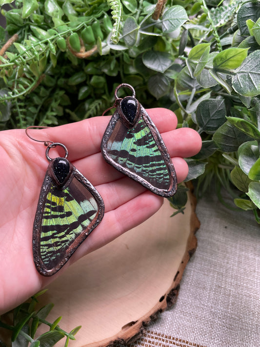 Blue Sandstone Butterfly Wing Earrings