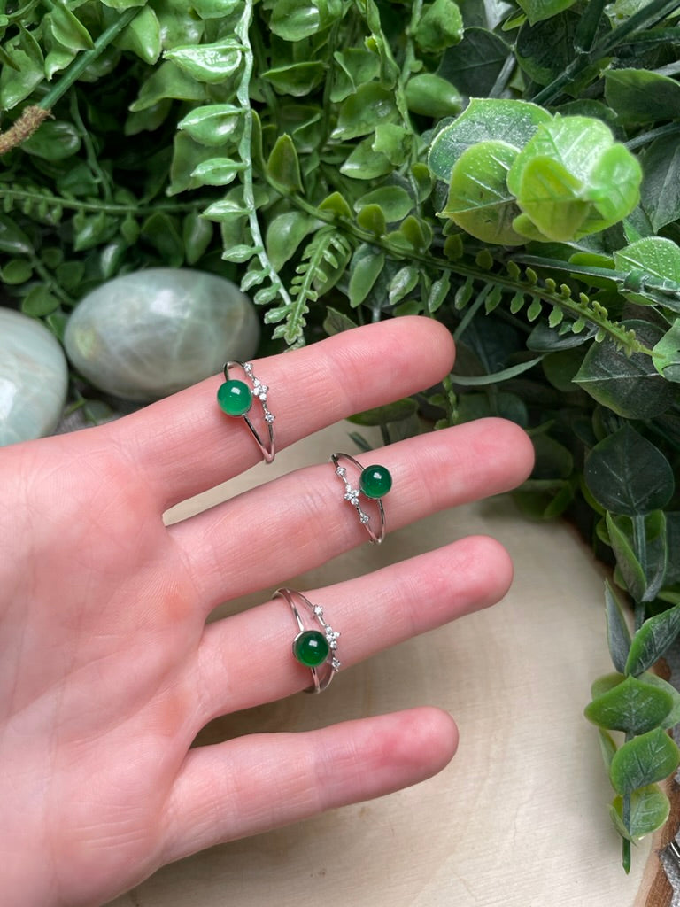 Green Agate Adjustable Ring