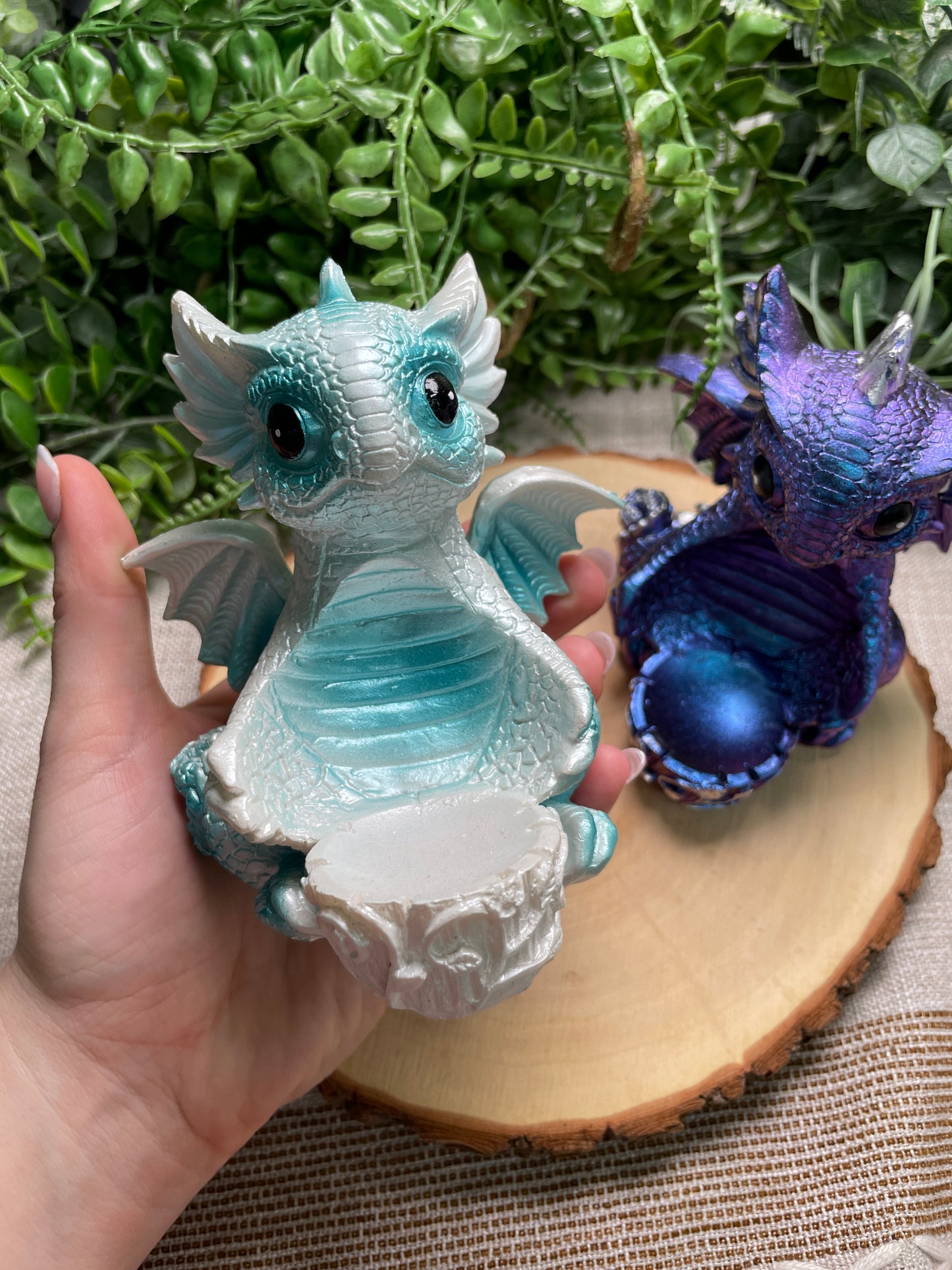 Resin Baby Dragon Sphere Stand