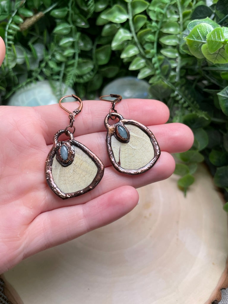 Butterfly Wing and Aquamarine Earrings