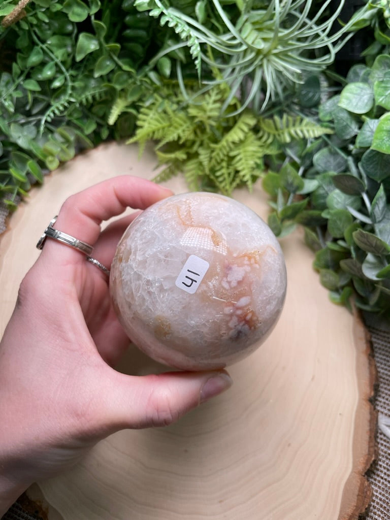 Quartz and Flower Agate Sphere