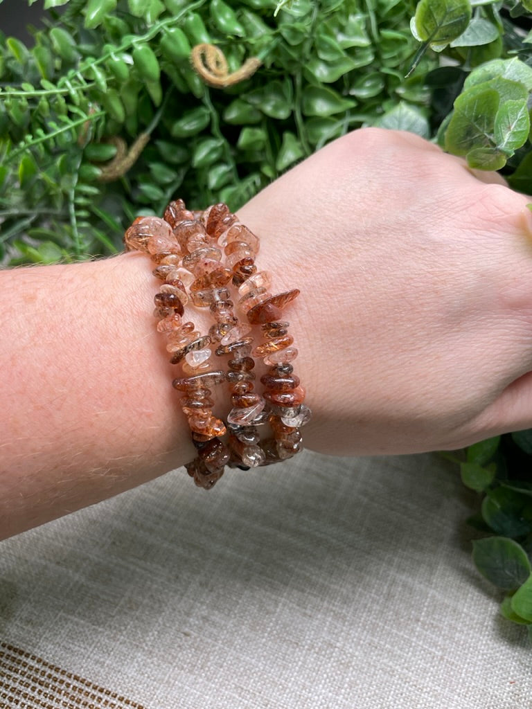 Red Rutile Quartz Chip Bracelet