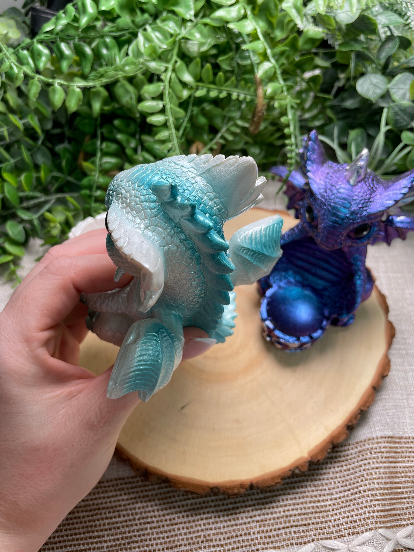 Resin Baby Dragon Sphere Stand