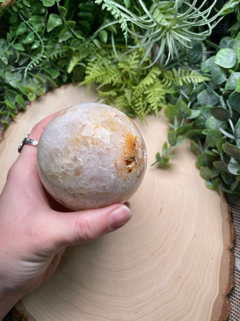 Quartz and Flower Agate Sphere