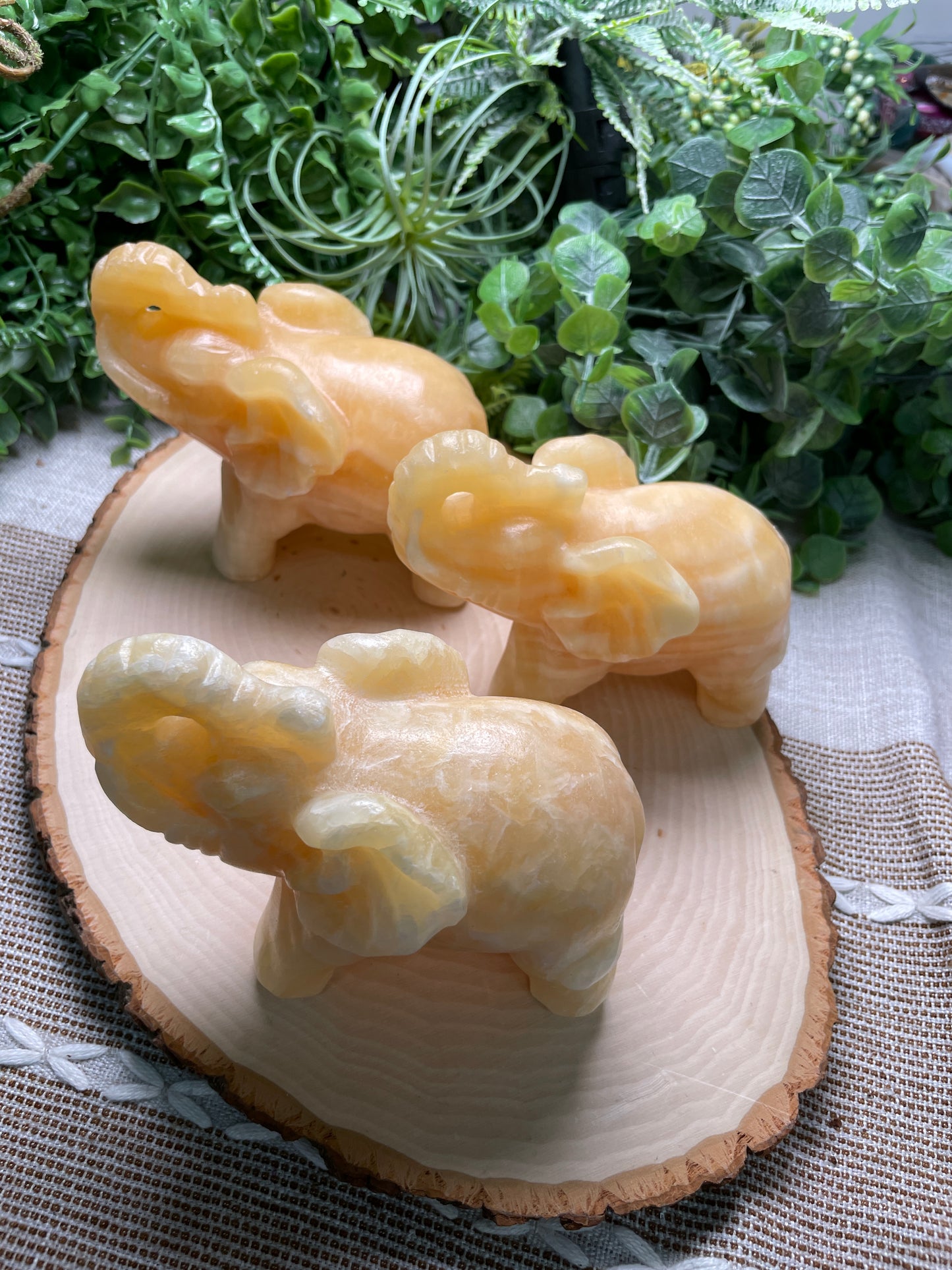 XL Yellow Calcite Elephant