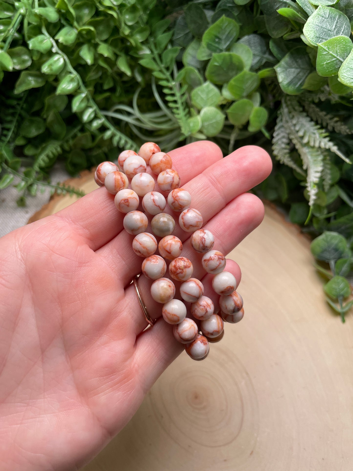 8mm Beaded Red Vein Jasper Bracelet