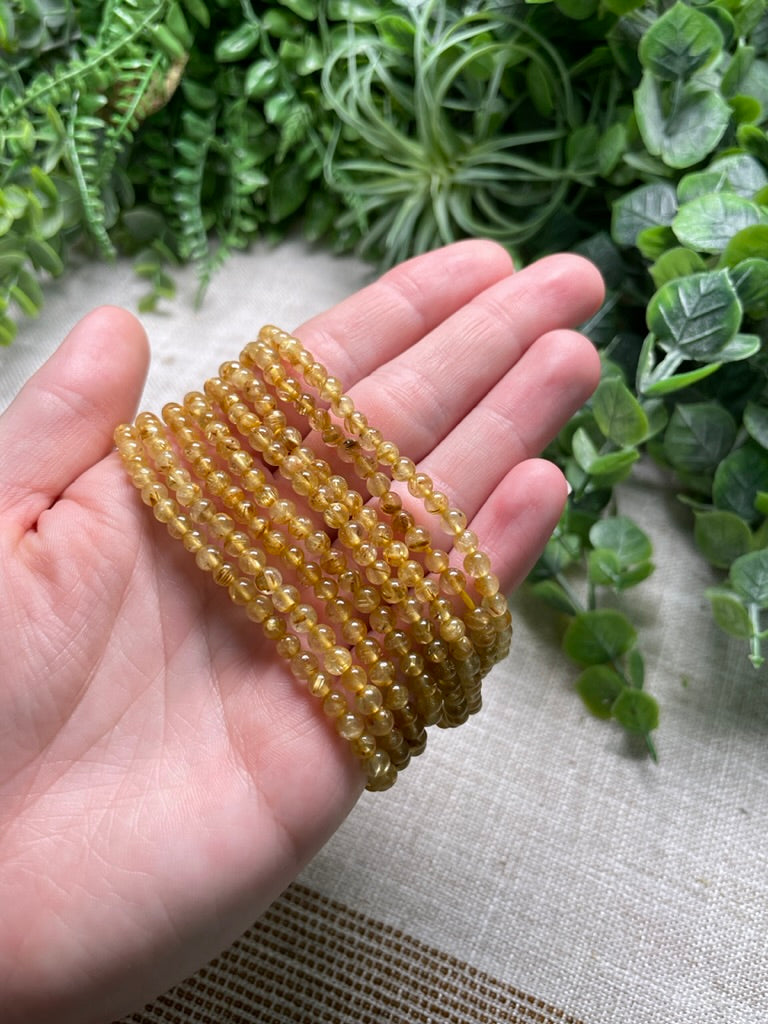 Golden Rutile Quartz 4mm Beaded Bracelet